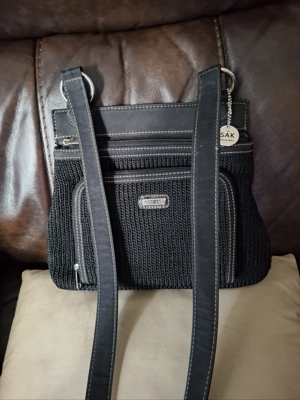 The Sak Original Black Crochet Knit Shoulder Bag